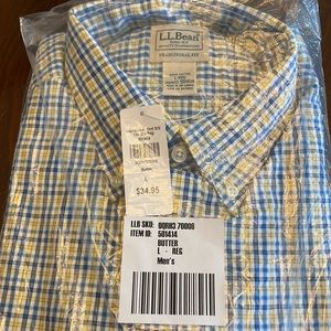 NWT Men’s L.L. Bean Seersucker Shirt short sleeve size L